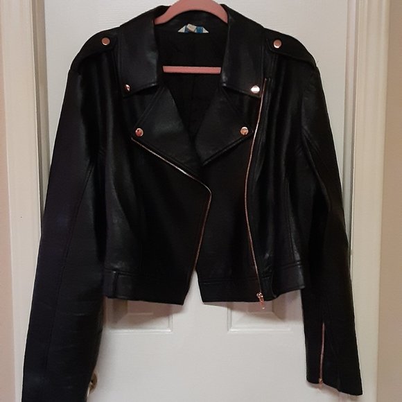 Ashley Nell Tipton Jackets & Blazers - Ashley Nell Tipton For Boutique Faux Leather Moto Jacket